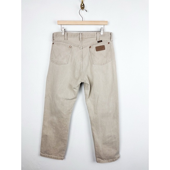 Vintage Wrangler Men’s Khaki Tan Straight Leg Jeans Sz 36x30 - Picture 2 of 9